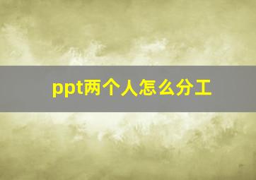 ppt两个人怎么分工