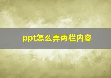 ppt怎么弄两栏内容