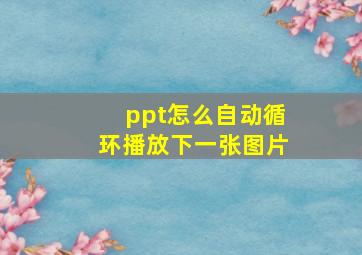 ppt怎么自动循环播放下一张图片