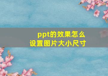 ppt的效果怎么设置图片大小尺寸