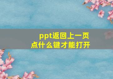 ppt返回上一页点什么键才能打开