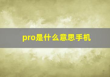 pro是什么意思手机