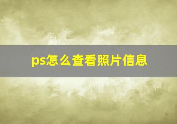 ps怎么查看照片信息