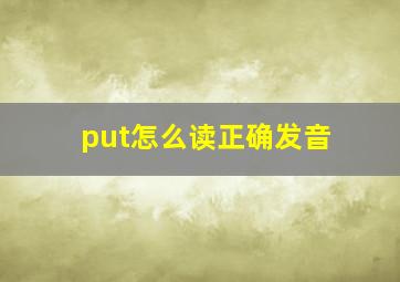 put怎么读正确发音