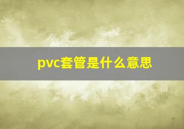 pvc套管是什么意思