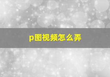 p图视频怎么弄