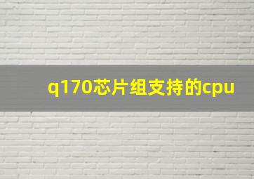 q170芯片组支持的cpu