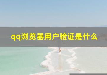 qq浏览器用户验证是什么