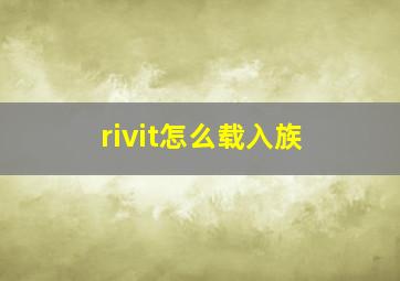 rivit怎么载入族