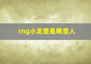 rng小龙堡是哪里人