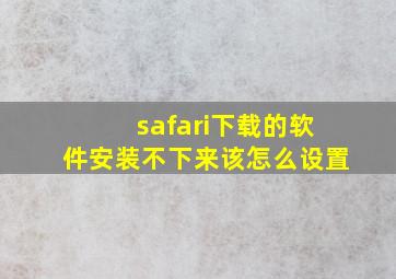 safari下载的软件安装不下来该怎么设置