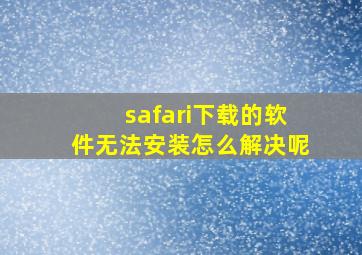 safari下载的软件无法安装怎么解决呢