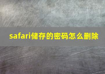 safari储存的密码怎么删除