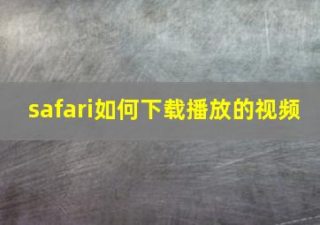 safari如何下载播放的视频