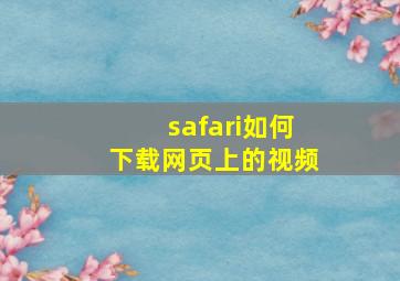 safari如何下载网页上的视频