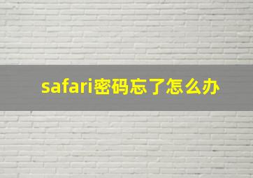 safari密码忘了怎么办