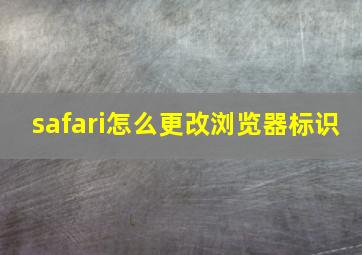 safari怎么更改浏览器标识