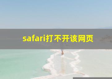 safari打不开该网页