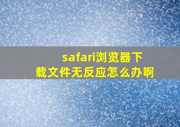 safari浏览器下载文件无反应怎么办啊