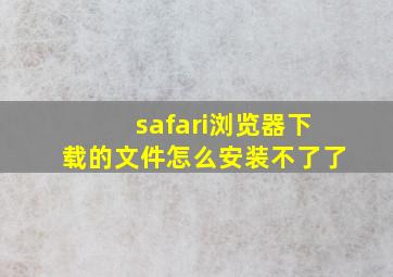 safari浏览器下载的文件怎么安装不了了