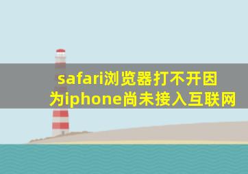 safari浏览器打不开因为iphone尚未接入互联网