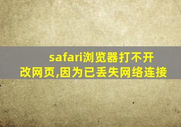 safari浏览器打不开改网页,因为已丢失网络连接