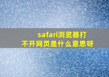 safari浏览器打不开网页是什么意思呀