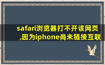 safari浏览器打不开该网页,因为iphone尚未链接互联网