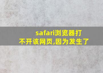 safari浏览器打不开该网页,因为发生了