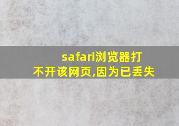 safari浏览器打不开该网页,因为已丢失