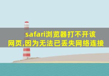 safari浏览器打不开该网页,因为无法已丢失网络连接