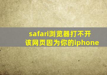 safari浏览器打不开该网页因为你的iphone