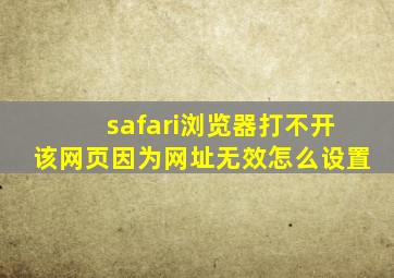 safari浏览器打不开该网页因为网址无效怎么设置