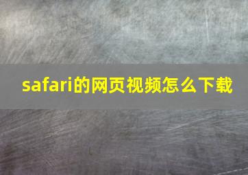 safari的网页视频怎么下载