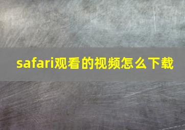 safari观看的视频怎么下载