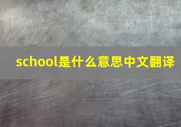 school是什么意思中文翻译