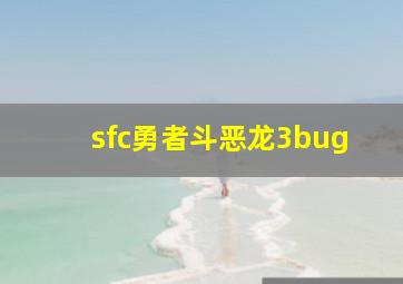 sfc勇者斗恶龙3bug