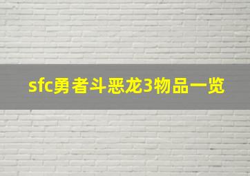 sfc勇者斗恶龙3物品一览