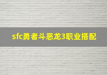 sfc勇者斗恶龙3职业搭配