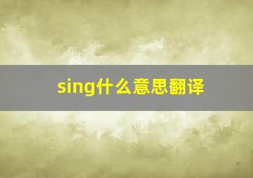 sing什么意思翻译