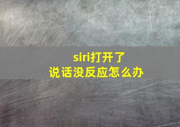 siri打开了说话没反应怎么办