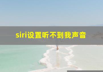 siri设置听不到我声音