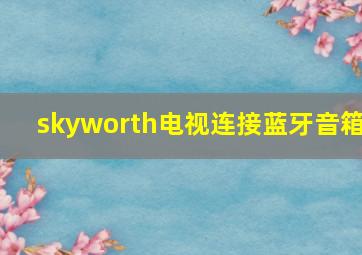 skyworth电视连接蓝牙音箱