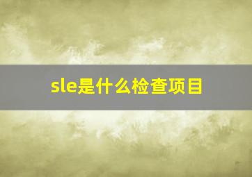 sle是什么检查项目