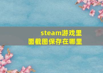 steam游戏里面截图保存在哪里