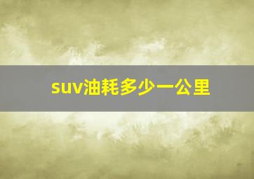 suv油耗多少一公里