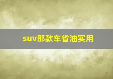 suv那款车省油实用