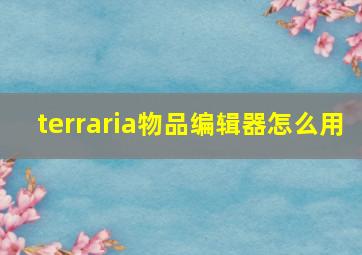 terraria物品编辑器怎么用