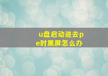 u盘启动进去pe时黑屏怎么办