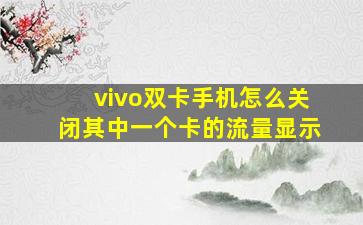 vivo双卡手机怎么关闭其中一个卡的流量显示